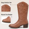 image:imageVepose Womens Cowboy Boots 9801 Western Cowgirl Round Toe Mid Calf Boots for WomenVintage Cowboy9801brown