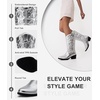 image:imageVepose Womens Cowboy Boots 9801 Western Cowgirl Round Toe Mid Calf Boots for WomenVintage Cowboy9801silver