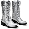 image:imageVepose Womens Cowboy Boots 9801 Western Cowgirl Round Toe Mid Calf Boots for WomenVintage Cowboy9801silver
