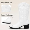 image:imageVepose Womens Cowboy Boots 9801 Western Cowgirl Round Toe Mid Calf Boots for WomenVintage Cowboy9801white