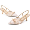 image:imageVepose Womens Slingback Kitten Heels Approx 3 Inch Pointed Toe Elegant Floral Mesh Bow Pumps  Comfortable Dress Shoes for Wedding Office Guest Prom Evening Party 6126Nude Pu