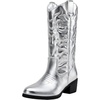 image:imageVepose Womens Cowboy Boots 9801 Western Cowgirl Round Toe Mid Calf Boots for WomenVintage Cowboy9801silver
