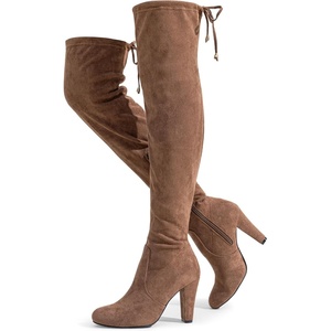 image:imageVepose Womens Aria Thigh High Over the Knee Boots Cute Suede Long Boots with High Heel and Inner ZipperMocha Coffee Brown