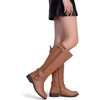 image:imageVepose Womens Knee High Riding Boots Low Heel Tall Boots with ZipperYellow Brownriding 952
