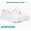 image:imageVepose Womens LaceUp Walking Sneakers Casual Low Top Shoes 8003  Memory foam round toe and rubber sole in a dressy lowtop style for casual travel and office wearAwhite8003