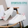 image:imageVepose Womens LaceUp Walking Sneakers Casual Low Top Shoes 8003  Memory foam round toe and rubber sole in a dressy lowtop style for casual travel and office wearAwhite Pink8003