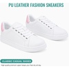 image:imageVepose Womens LaceUp Walking Sneakers Casual Low Top Shoes 8003  Memory foam round toe and rubber sole in a dressy lowtop style for casual travel and office wearAwhite Pink8003