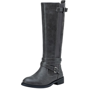 image:imageVepose Womens Knee High Riding Boots Low Heel Tall Boots with ZipperGreyriding 952