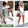 image:imageVepose Womens Espadrille Wedge Comfort Sandals Lace Up Open Toe Platform  Strappy ankle wrap ties wedges platform comfortable casual graduation arch support travel summer dresses jeansWhite