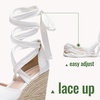 image:imageVepose Womens Espadrille Wedge Comfort Sandals Lace Up Open Toe Platform  Strappy ankle wrap ties wedges platform comfortable casual graduation arch support travel summer dresses jeansWhite
