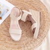 image:imageVepose Womens Open Toe Espadrille Wedge Sandals with Ankle Strap 881  Dressy casual slip on platform strappy sandals  cute casual summer shoes styling for daily weddings travelNude