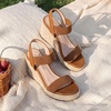 image:imageVepose Womens Open Toe Espadrille Wedge Sandals with Ankle Strap 881  Dressy casual slip on platform strappy sandals  cute casual summer shoes styling for daily weddings travelBrown