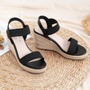 image:imageVepose Womens Open Toe Espadrille Wedge Sandals with Ankle Strap 881  Dressy casual slip on platform strappy sandals  cute casual summer shoes styling for daily weddings travelBlack