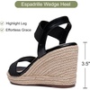 image:imageVepose Womens Open Toe Espadrille Wedge Sandals with Ankle Strap 881  Dressy casual slip on platform strappy sandals  cute casual summer shoes styling for daily weddings travelBlack