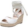image:imageVepose Womens Espadrille Wedge Comfort Sandals Lace Up Open Toe Platform  Strappy ankle wrap ties wedges platform comfortable casual graduation arch support travel summer dresses jeansWhite