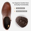 image:imageVepose Womens Platform Chelsea Ankle Boots Chunky Block Heel Booties  Side elastic Inside zipper Lug sole Round toe Steady platform feel Comfort Casual Jeans Dresses OfficeCognac