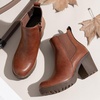 image:imageVepose Womens Platform Chelsea Ankle Boots Chunky Block Heel Booties  Side elastic Inside zipper Lug sole Round toe Steady platform feel Comfort Casual Jeans Dresses OfficeCognac