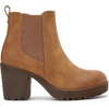 image:imageVepose Womens Platform Chelsea Ankle Boots Chunky Block Heel Booties  Side elastic Inside zipper Lug sole Round toe Steady platform feel Comfort Casual Jeans Dresses OfficeYellow Brown