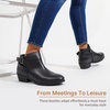 image:imageVepose Womens Short Ankle Boots Low Heel Western Cutout Perforated BootiesElegant Black Leather