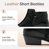 image:imageVepose Womens Short Ankle Boots Low Heel Western Cutout Perforated BootiesElegant Black Leather
