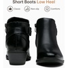image:imageVepose Womens Short Ankle Boots Low Heel Western Cutout Perforated BootiesElegant Black Leather