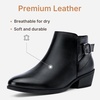 image:imageVepose Womens Short Ankle Boots Low Heel Western Cutout Perforated BootiesElegant Black Leather