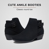 image:imageVepose Womens Short Ankle Boots Low Heel Western Cutout Perforated BootiesElegant Black Nubuck