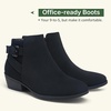 image:imageVepose Womens Short Ankle Boots Low Heel Western Cutout Perforated BootiesElegant Black Nubuck