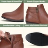 image:imageVepose Womens Short Ankle Boots Low Heel Western Cutout Perforated BootiesElegant Mocha Brown