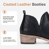 image:imageVepose Womens Short Ankle Boots Low Heel Western Cutout Perforated BootiesPerforated Black Leather