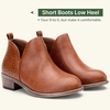 image:imageVepose Womens Short Ankle Boots Low Heel Western Cutout Perforated BootiesPerforated Red Brown