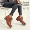 image:imageVepose Womens Short Ankle Boots Low Heel Western Cutout Perforated BootiesPerforated Red Brown