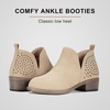 image:imageVepose Womens Short Ankle Boots Low Heel Western Cutout Perforated BootiesPerforated Tan Nubuck