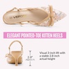 image:imageVepose Womens Slingback Kitten Heels Bow Pointed Closed Toe Dress Pumps  Elegant floral mesh closed toe heels with bow backstrap fit approx 3 inch heel and dressy for office weddings partiesNude