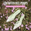 image:imageVepose Womens Slingback Kitten Heels Bow Pointed Closed Toe Dress Pumps  Elegant floral mesh closed toe heels with bow backstrap fit approx 3 inch heel and dressy for office weddings partiesGreen