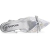 image:imageVepose Womens Slingback Kitten Heels Bow Pointed Closed Toe Dress Pumps  Elegant floral mesh closed toe heels with bow backstrap fit approx 3 inch heel and dressy for office weddings partiesSilver Mesh
