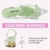 image:imageVepose Womens Slingback Kitten Heels Bow Pointed Closed Toe Dress Pumps  Elegant floral mesh closed toe heels with bow backstrap fit approx 3 inch heel and dressy for office weddings partiesGreen