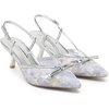 image:imageVepose Womens Slingback Kitten Heels Bow Pointed Closed Toe Dress Pumps  Elegant floral mesh closed toe heels with bow backstrap fit approx 3 inch heel and dressy for office weddings partiesSilver Mesh
