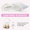 image:imageVepose Womens Slingback Kitten Heels Bow Pointed Closed Toe Dress Pumps  Elegant floral mesh closed toe heels with bow backstrap fit approx 3 inch heel and dressy for office weddings partiesWhite