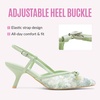 image:imageVepose Womens Slingback Kitten Heels Bow Pointed Closed Toe Dress Pumps  Elegant floral mesh closed toe heels with bow backstrap fit approx 3 inch heel and dressy for office weddings partiesGreen