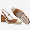 image:imageVepose Womens Slingback Pumps Closed Toe Chunky Block Heels  Soft square toe cushioned insole adjustable back strap and dressy casual styling for officetoevening outfitsBrown Suede
