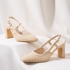 image:imageVepose Womens Slingback Pumps Closed Toe Chunky Block Heels  Soft square toe cushioned insole adjustable back strap and dressy casual styling for officetoevening outfitsNude Pu