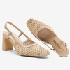 image:imageVepose Womens Slingback Pumps Closed Toe Chunky Block Heels  Soft square toe cushioned insole adjustable back strap and dressy casual styling for officetoevening outfitsNude