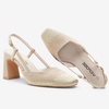 image:imageVepose Womens Slingback Pumps Closed Toe Chunky Block Heels  Soft square toe cushioned insole adjustable back strap and dressy casual styling for officetoevening outfitsNude Suede