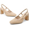 image:imageVepose Womens Slingback Pumps Closed Toe Chunky Block Heels  Soft square toe cushioned insole adjustable back strap and dressy casual styling for officetoevening outfitsNude Pu