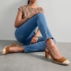 image:imageVepose Womens Slingback Pumps Closed Toe Chunky Block Heels  Soft square toe cushioned insole adjustable back strap and dressy casual styling for officetoevening outfitsBrown Suede