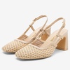 image:imageVepose Womens Slingback Pumps Closed Toe Chunky Block Heels  Soft square toe cushioned insole adjustable back strap and dressy casual styling for officetoevening outfitsNude
