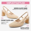 image:imageVepose Womens Slingback Pumps Closed Toe Chunky Block Heels  Soft square toe cushioned insole adjustable back strap and dressy casual styling for officetoevening outfitsNude