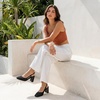 image:imageVepose Womens Slingback Pumps Closed Toe Chunky Block Heels  Soft square toe cushioned insole adjustable back strap and dressy casual styling for officetoevening outfitsBlack