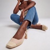 image:imageVepose Womens Slingback Pumps Closed Toe Chunky Block Heels  Soft square toe cushioned insole adjustable back strap and dressy casual styling for officetoevening outfitsNude Suede